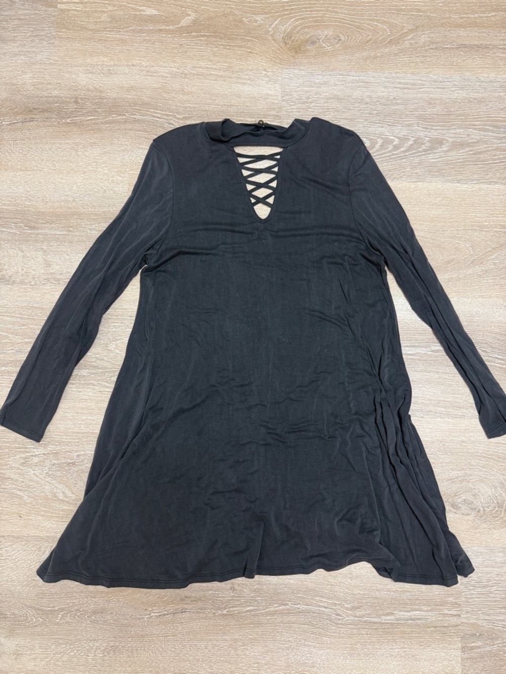 Long-Sleeve Crisscross V-Neck Women's Dress